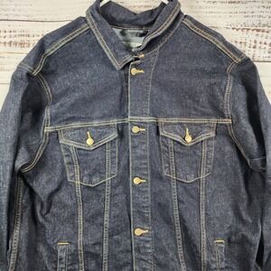 Dapper Boi Indigo Denim Jacket 3XL Stretch Dark Wash Trucker Coat.